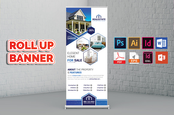 Real Estate Roll Up Banner Vol-01 in Flyer Templates - product preview 3