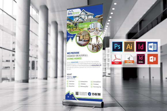 Real Estate Roll Up Banner Vol-02 in Flyer Templates - product preview 1