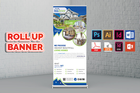 Real Estate Roll Up Banner Vol-02 in Flyer Templates - product preview 3