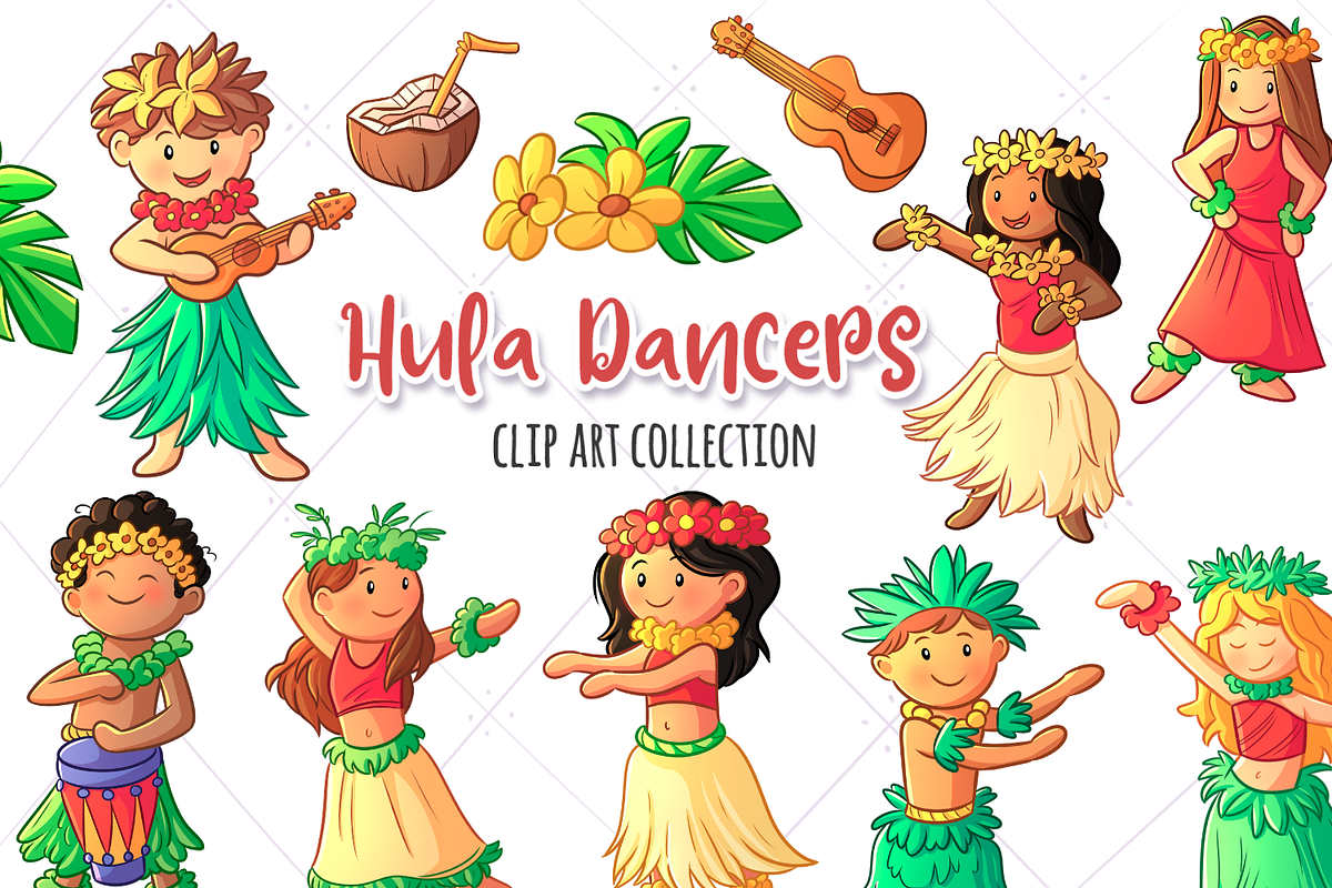 Hula Dancers Clip Art Collection in Illustrations - product preview 8