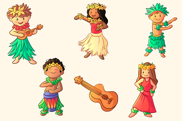 Hula Dancers Clip Art Collection in Illustrations - product preview 1