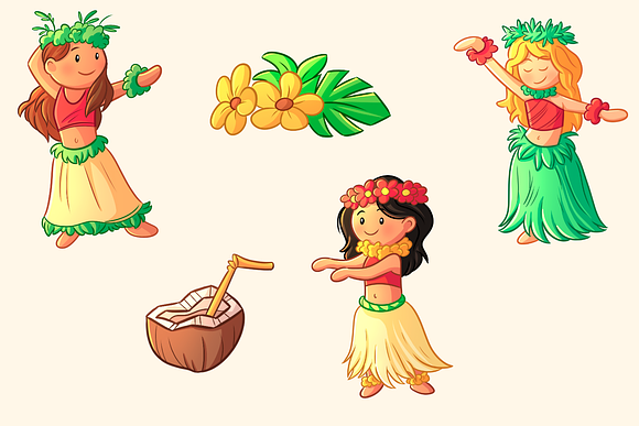 Hula Dancers Clip Art Collection in Illustrations - product preview 2