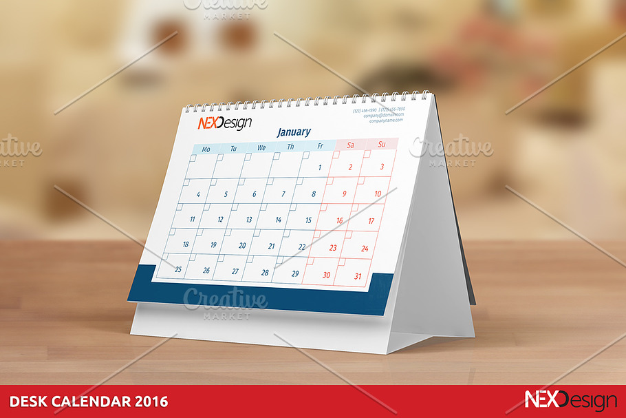 Desk Calendar 2016 - nex in Stationery Templates - product preview 8