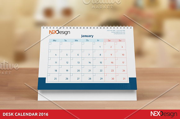 Desk Calendar 2016 - nex in Stationery Templates - product preview 1