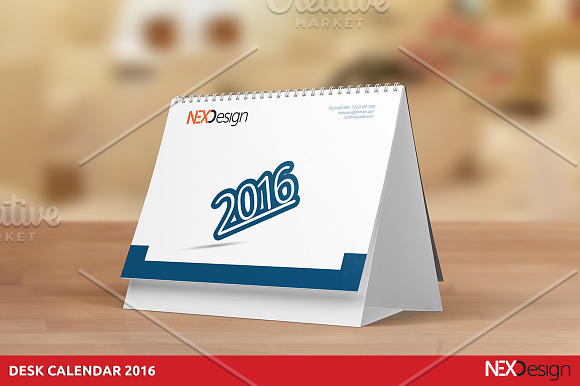 Desk Calendar 2016 - nex in Stationery Templates - product preview 2