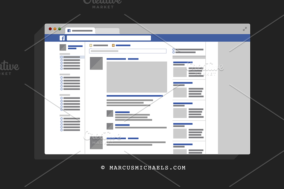 Facebook UI Template in Presentation Templates - product preview 8