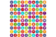 100 beard icons set color