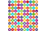 100 beverage icons set color