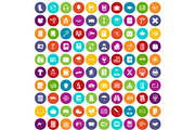 100 book icons set color