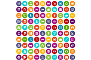 100 business icons set color