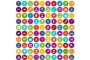 100 care icons set color