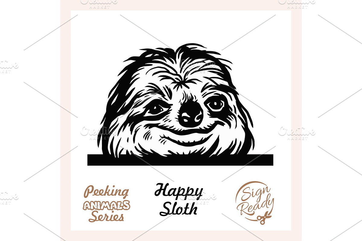 Peeking Funny Sloth - Funny Sloth in Illustrations - product preview 8