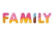 Family biscuit vector lettering