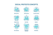 Social protests concept icons set