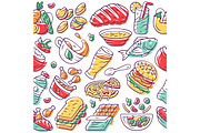 Food vector seamless pattern