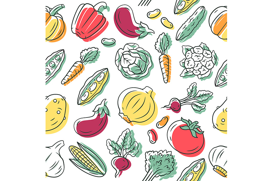 Vegetables vector seamless pattern in Textures - product preview 8