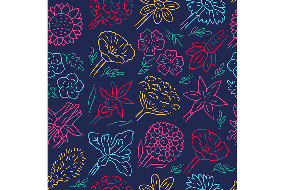 Flowers vector seamless pattern in Textures - product preview 8