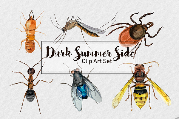 Dark Summer Side Clip Art Set