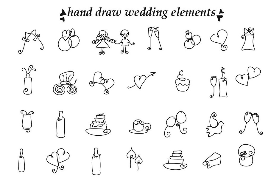 Wedding hand draw elements
