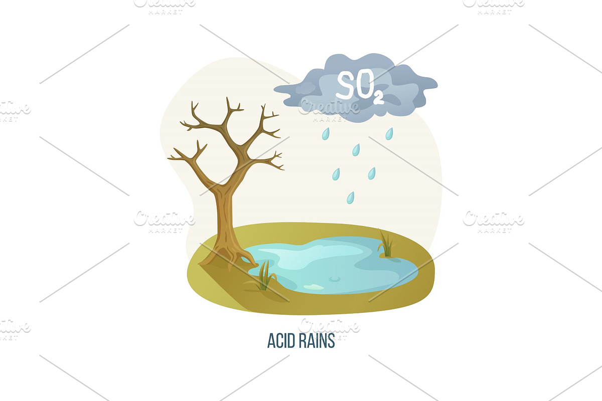 Acid Rains Tree with Cloud and in Illustrations - product preview 8