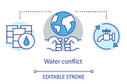Water conflict concept icon