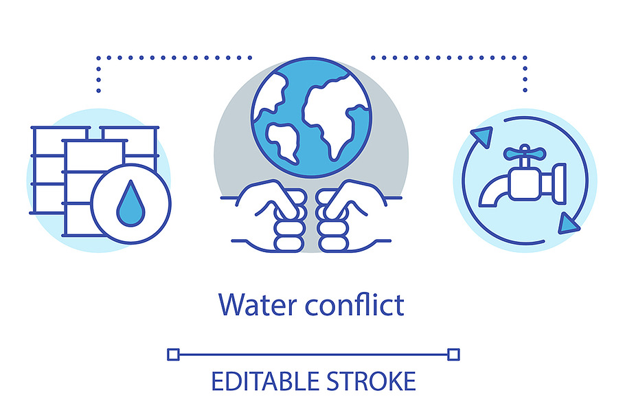 Water conflict concept icon