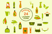 Laundry  and washing color icons