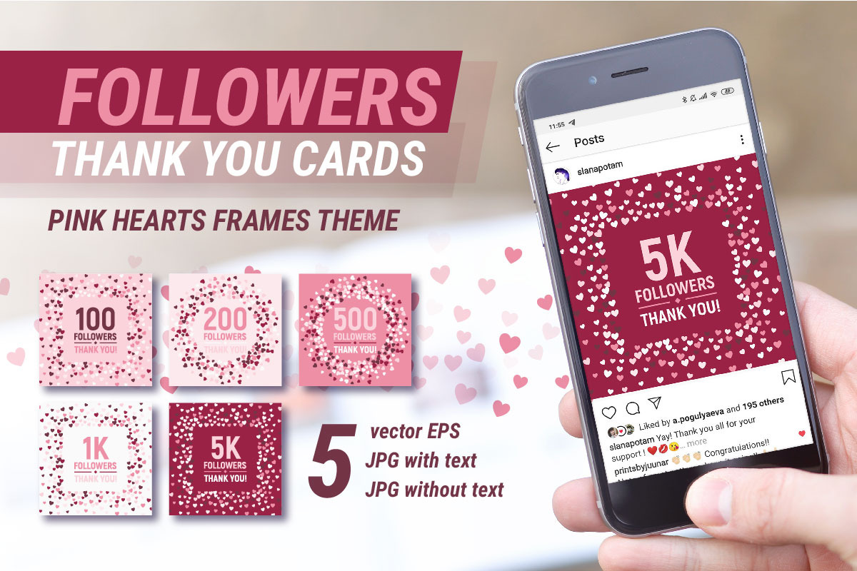 FOLLOWERS Thank you - Hearts in Instagram Templates - product preview 8