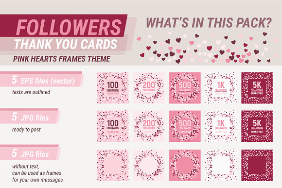 FOLLOWERS Thank you - Hearts in Instagram Templates - product preview 1