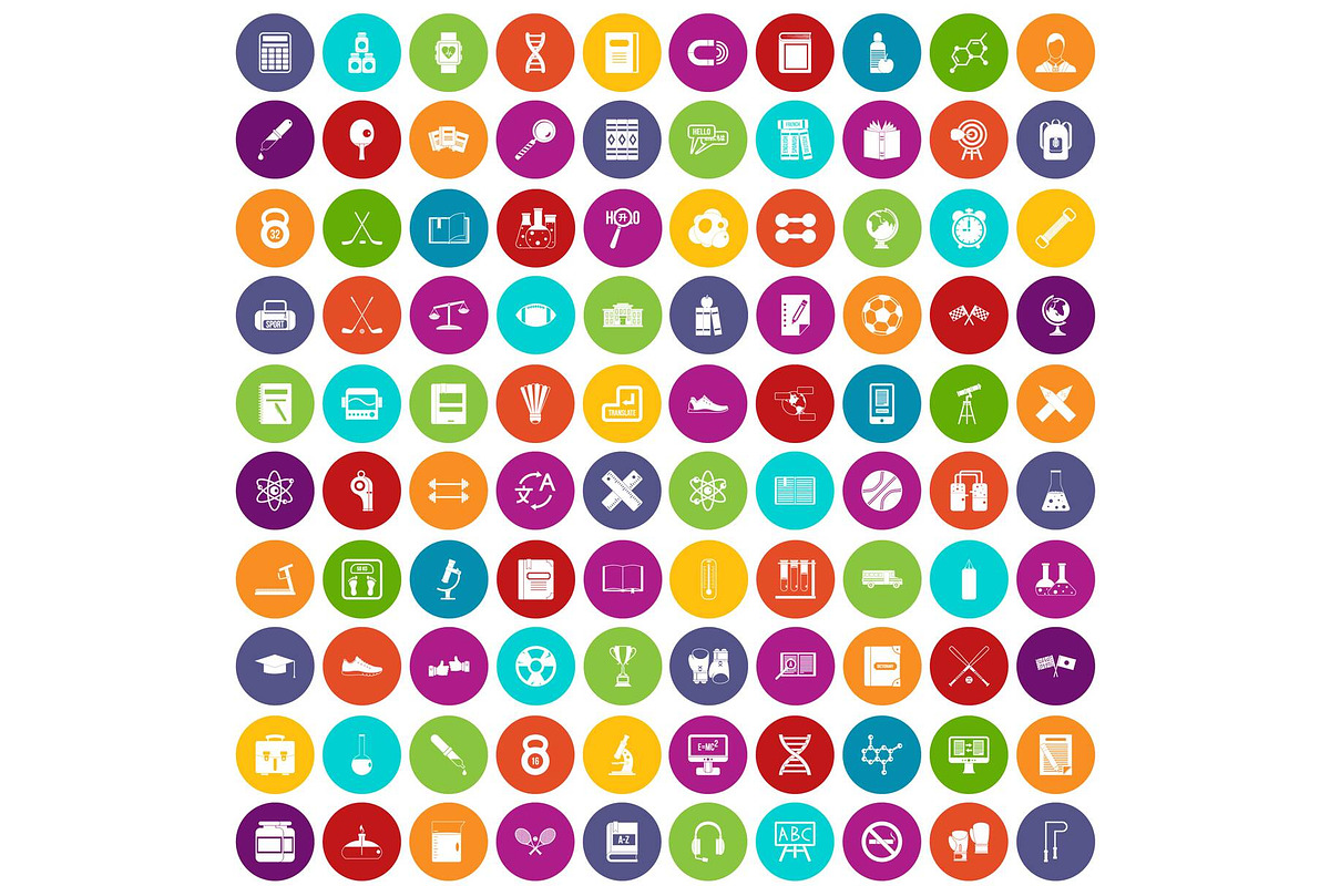 100 college icons set color in Illustrations - product preview 8