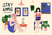 Stay Home illustration elements