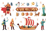 Scandinavian vikings culture icons
