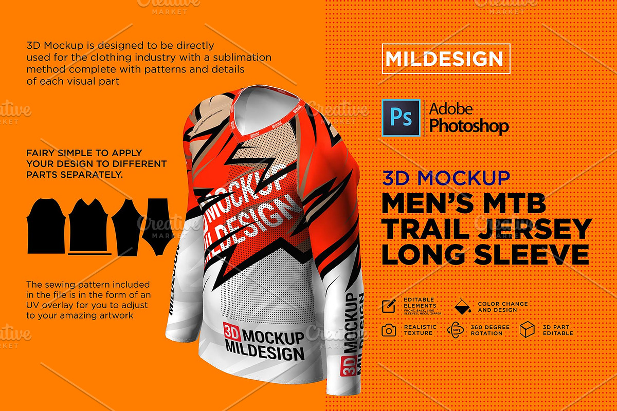 3D Mockup : Men's MTB Trail Jersey in Product Mockups - product preview 8
