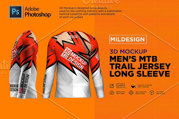 3D Mockup : Men's MTB Trail Jersey in Product Mockups - product preview 2