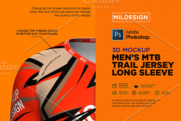 3D Mockup : Men's MTB Trail Jersey in Product Mockups - product preview 3