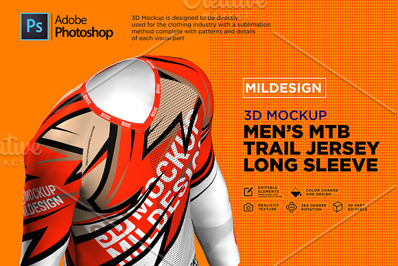 3D Mockup : Men's MTB Trail Jersey in Product Mockups - product preview 4