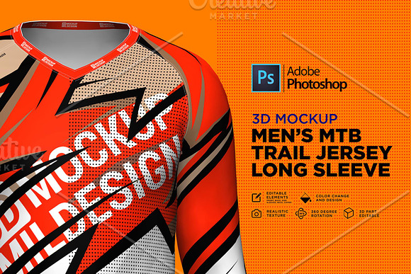 3D Mockup : Men's MTB Trail Jersey in Product Mockups - product preview 5
