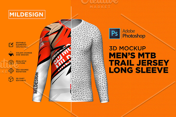 3D Mockup : Men's MTB Trail Jersey in Product Mockups - product preview 7