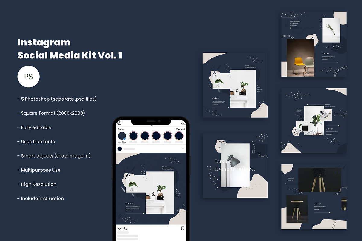 Instagram Social Media Kit Vol. 01 in Instagram Templates - product preview 8