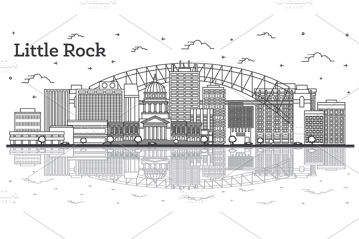 Outline Little Rock Arkansas City in Illustrations - product preview 8