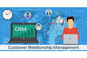 Blue background with CRM concept