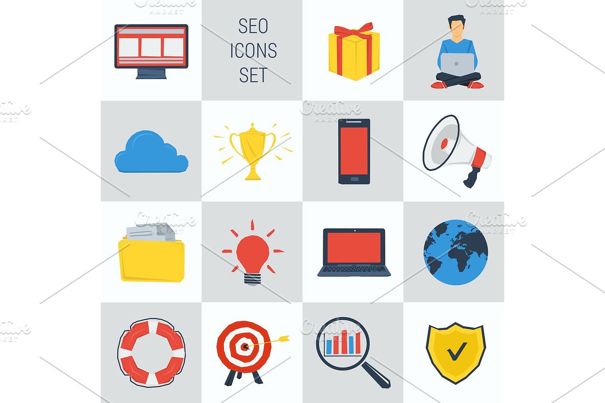 SEO square 15 icons in Illustrations - product preview 8