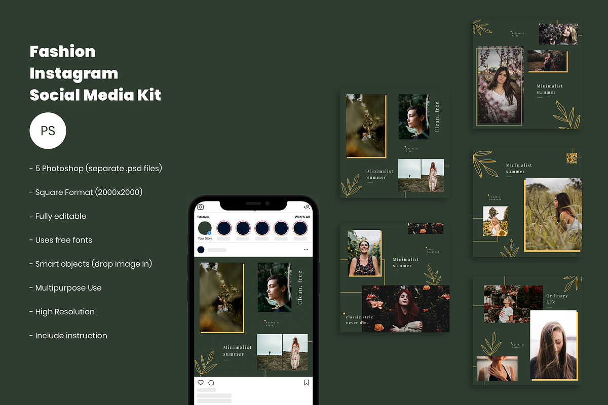Fashion Instagram Social Media Kit in Instagram Templates - product preview 8