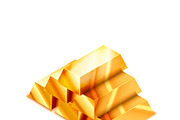Pile of five glossy golden bars