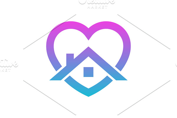 Stay home heart sticker icon for