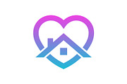 Stay home heart sticker icon for