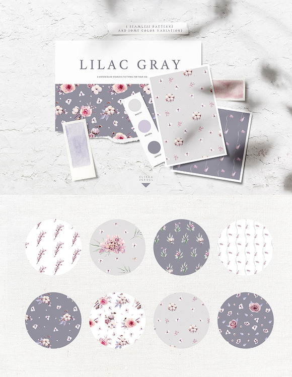 LILAC GRAY Watercolor collection in Illustrations - product preview 4