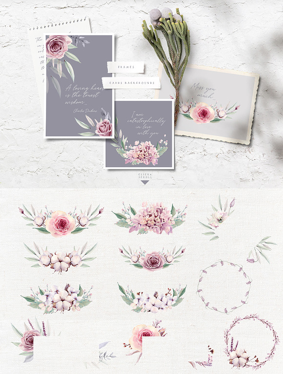 LILAC GRAY Watercolor collection in Illustrations - product preview 6