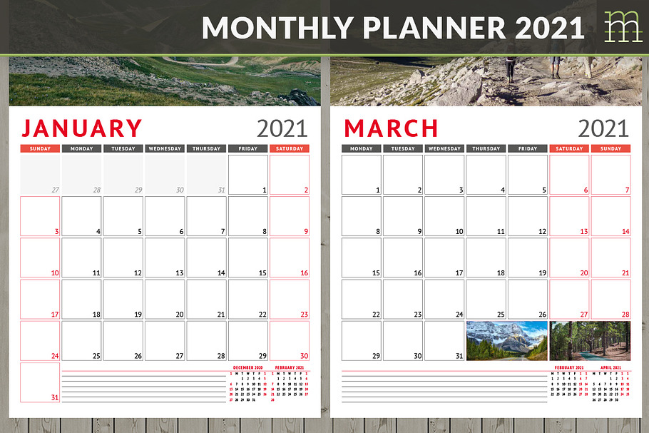 Monthly Planner 2021 (MP017-21-1) in Stationery Templates - product preview 8