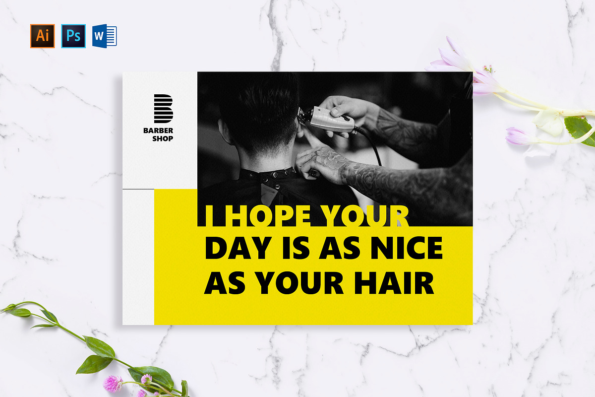 Barbershop Greeting Card in Postcard Templates - product preview 8
